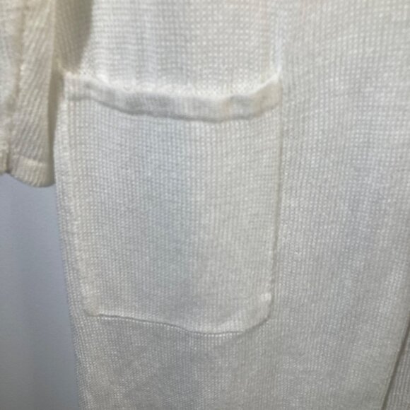 Womens J Jill Linen Blend Open Knit Cardigan 3/4 Sleeve Pockets L White - Picture 4 of 8